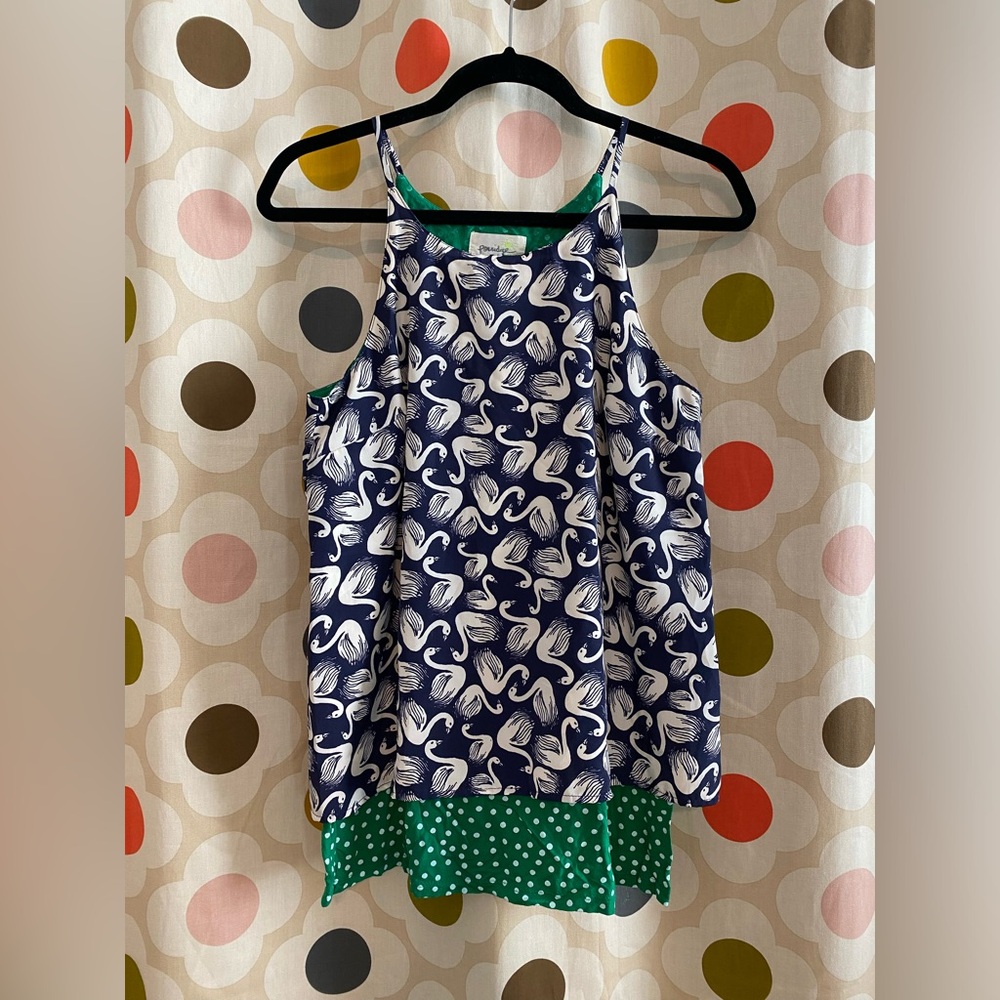Anthropologie Porridge Swan Layered Split Back Tank Top